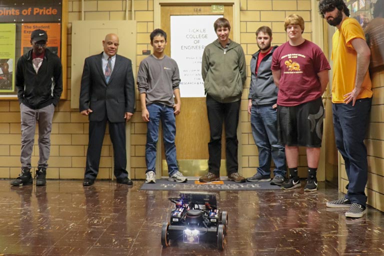 Mark Dean and team offer a hallway demonstration of the NeoN robot explorer.
