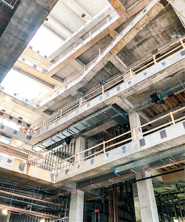 View looking through the atrium of the New Engineering Complex