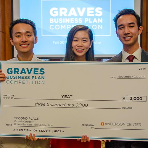 Frank Gao, Ashley Chen, and Colton Ku Acceept Graves Business Plan Check