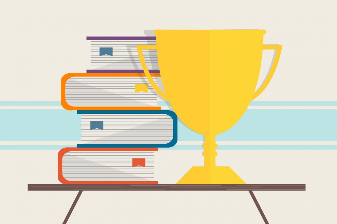 Illustration of a Trophy and Books