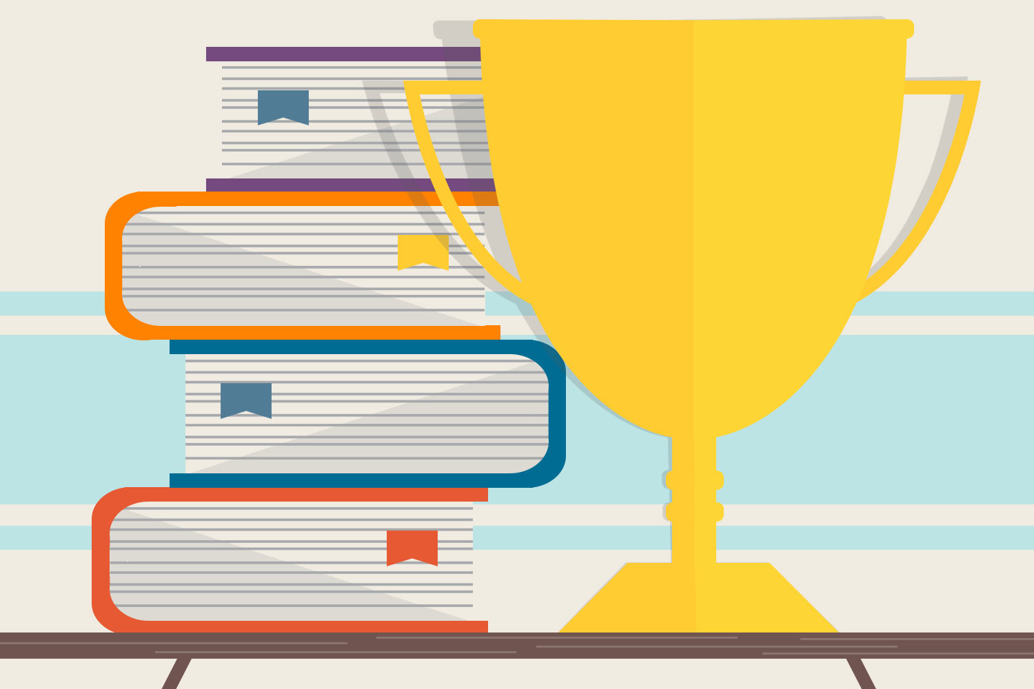 Illustration of a Trophy and Books