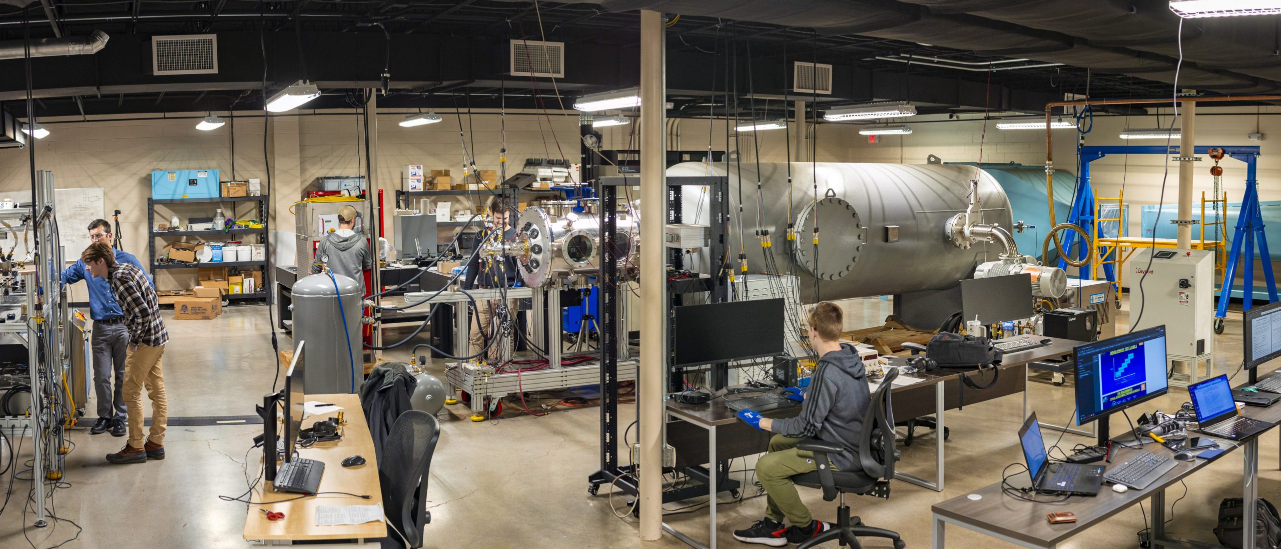 Panoramic shot of the continuous flow facility with the arcjet tunnel.