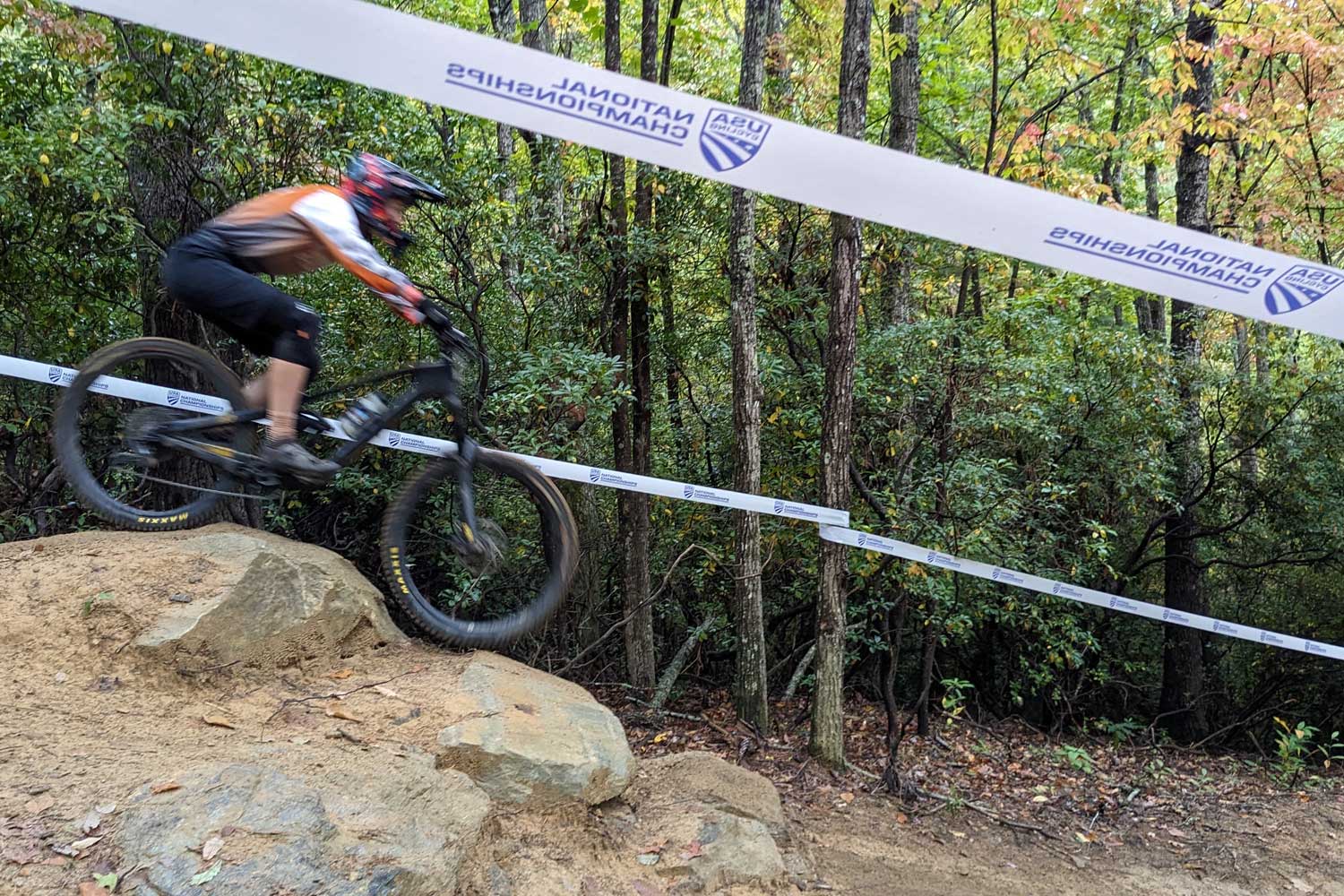 Avah Cherry racing on her mountain bike