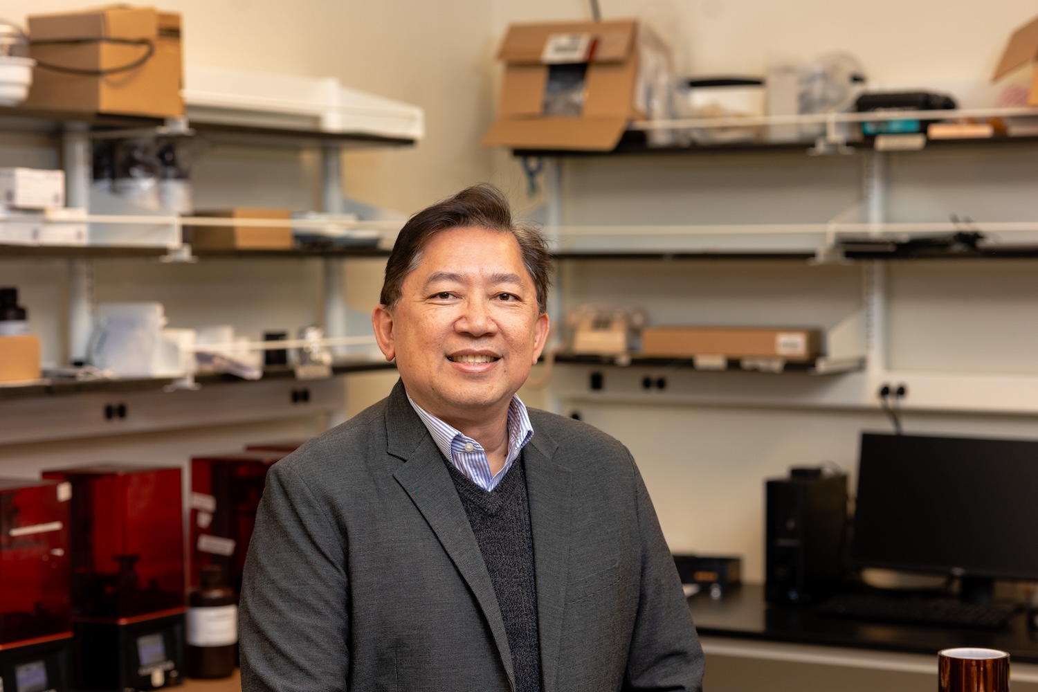 Rigoberto Advincula sitting in his lab