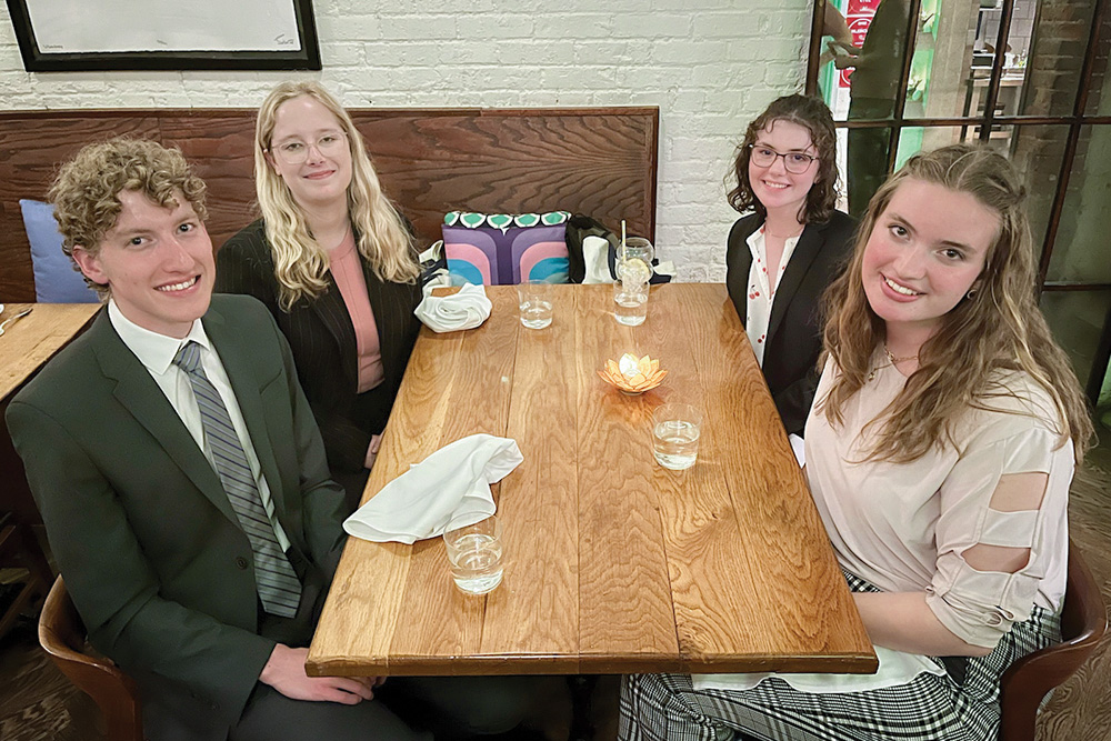 MSE students eating dinner at a restaurant