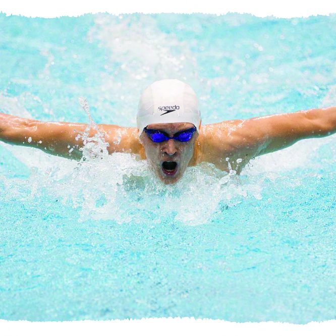 Martin Espernberger swimming in a pool