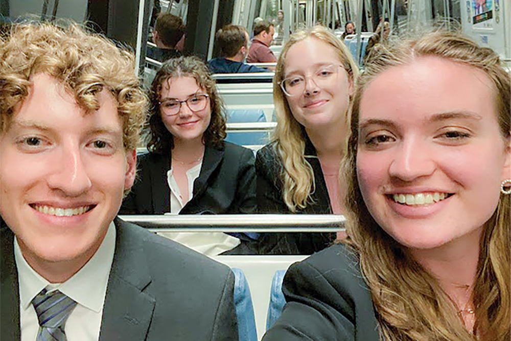 MSE students riding the D.C. metro back to the hotel.