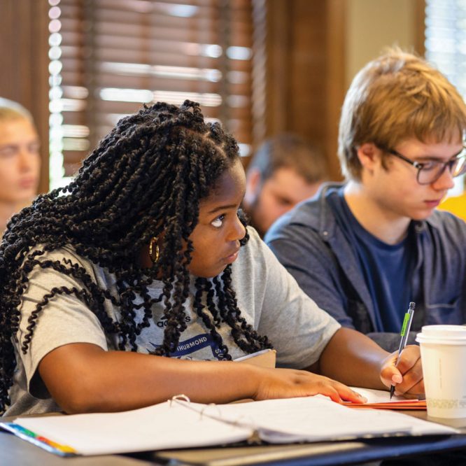 Students studying in class