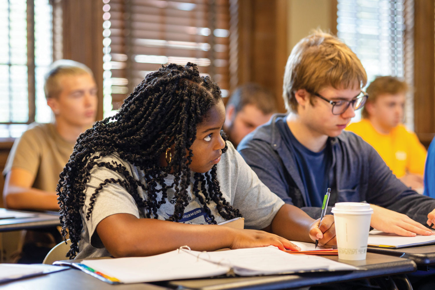 Students studying in class