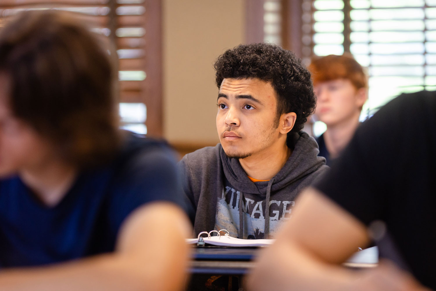 Student studying in class
