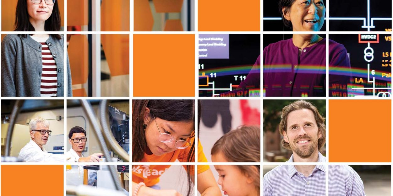 Collage featuring photos of researchers at TCE