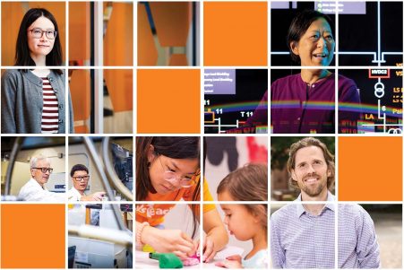 Collage featuring photos of researchers at TCE