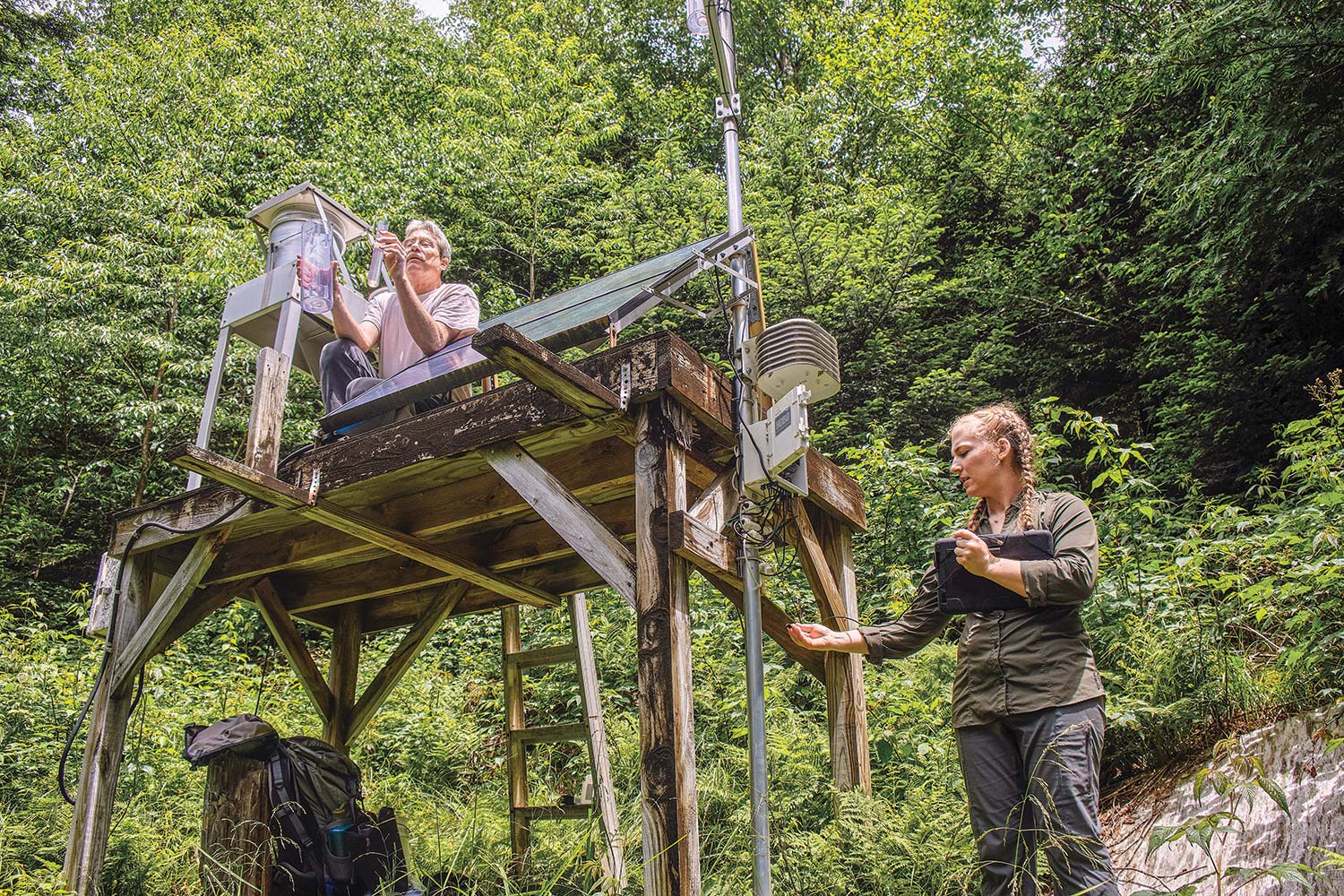 John Schwartz and Taylor Blackstone Collect Samples