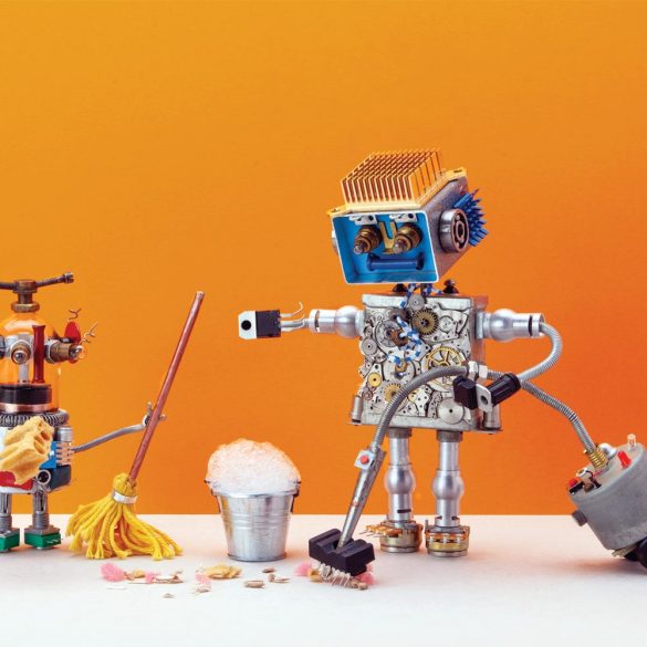 Steampunk robots cleaning