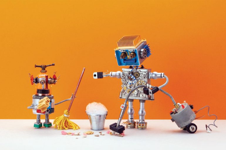 Steampunk robots cleaning