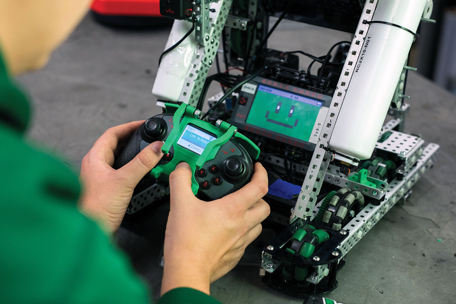 Close view of Team YNOT's controller for robot.