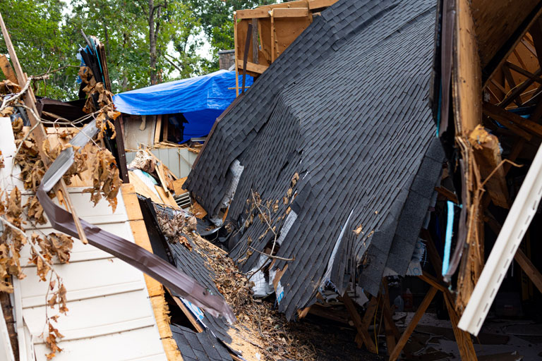 Damage to the roof on Terry Hazen's house